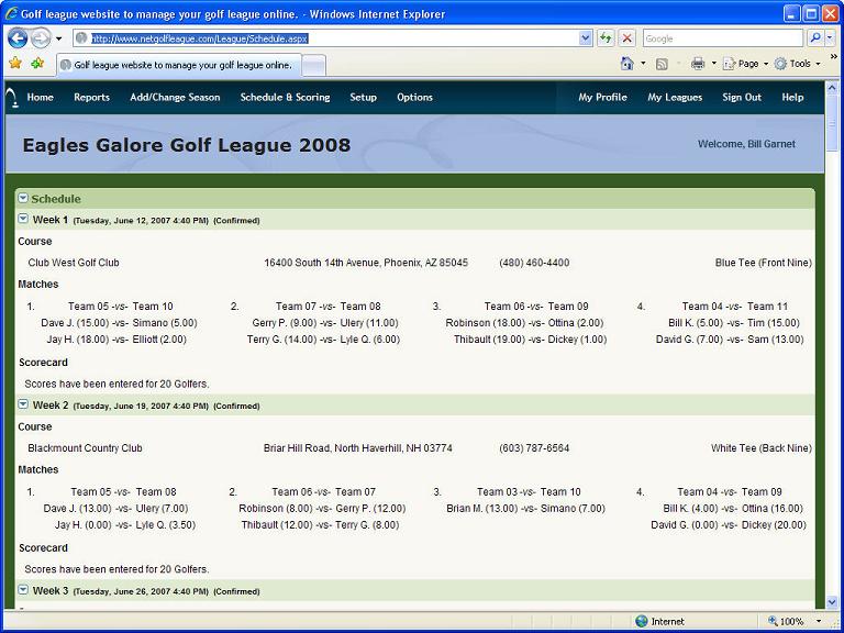Golf league software to manage your golf league online.